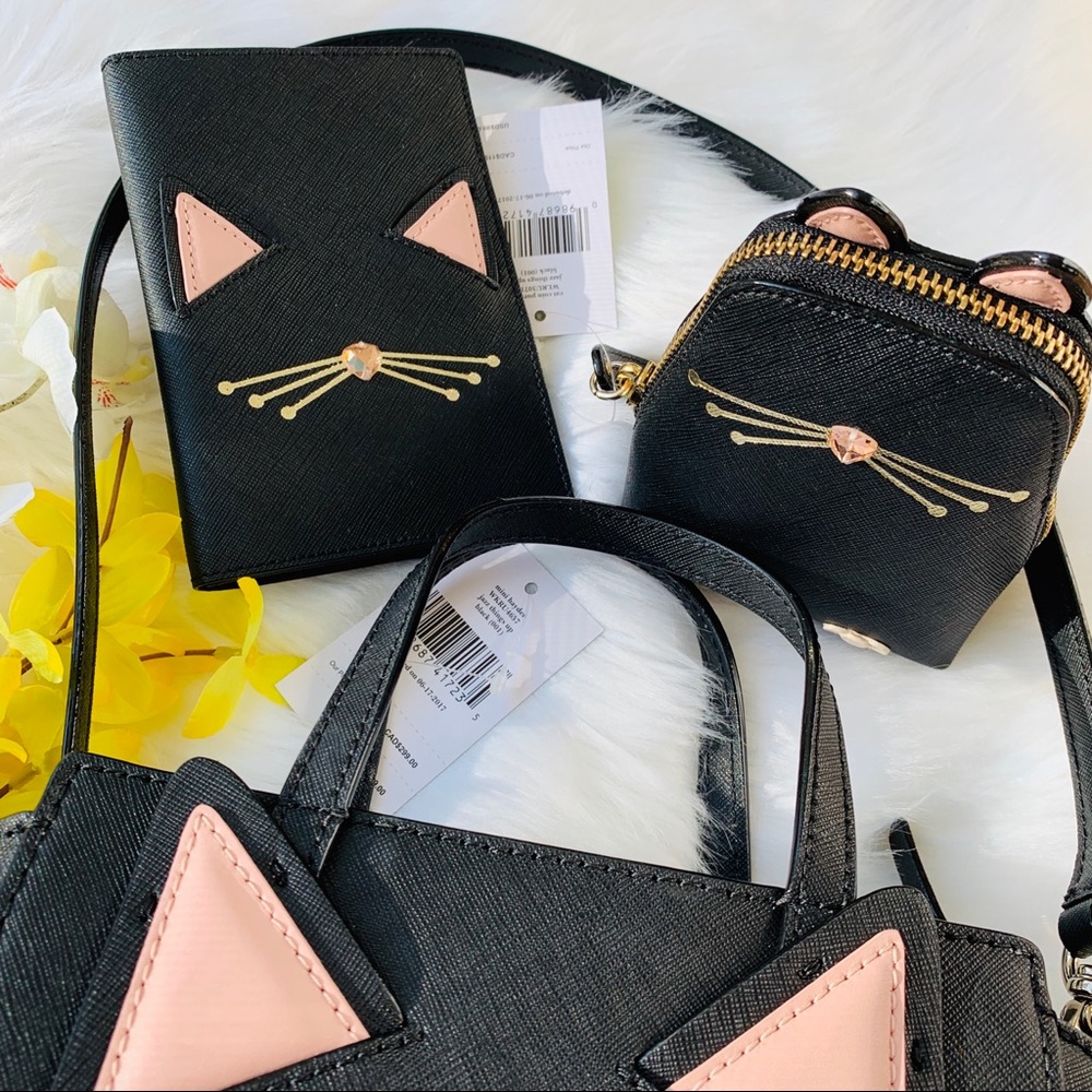 KATE SPADE MINI HAYDEN CAT PASSPORT COIN SATCHEL - Picture 5 of 8